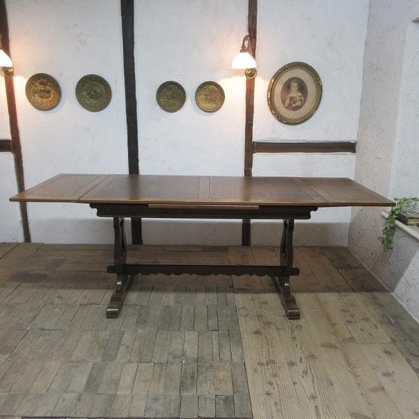 イギリス アンティーク 家具 ダイニングテーブル ドローリーフ 英国