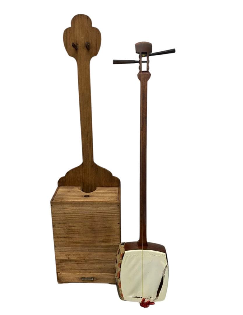 昭和レトロ　三味線(三味線スタンド付き)　25サ109 楽天市場】【三線、民謡、津軽どんな三味線もこれ1つで支えます
