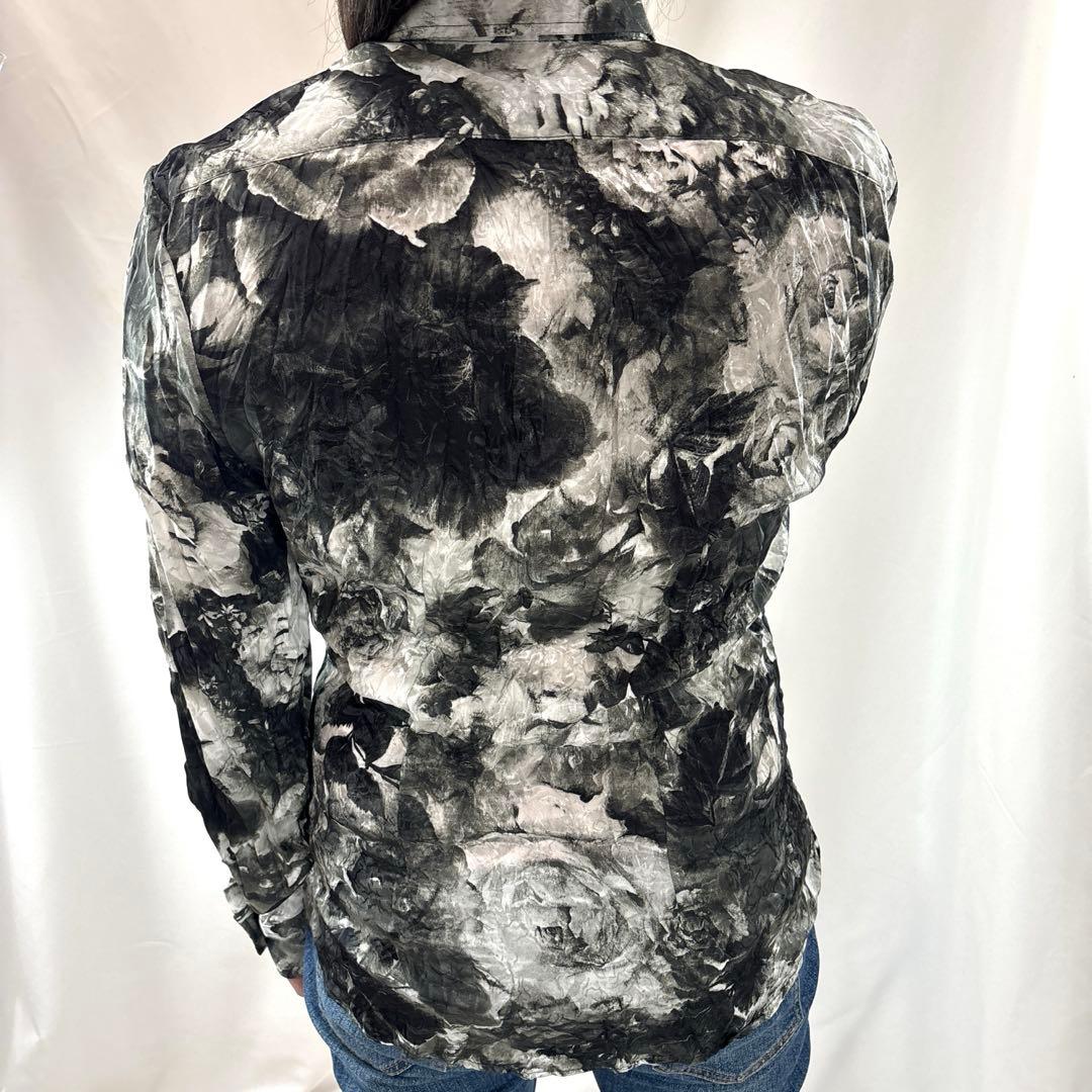 トルネードマート シャドーローズプリント シワ加工 モノトーン