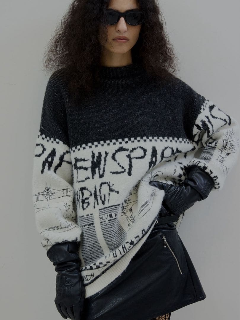 AMERI NEWS PAPER JACQUARED KNIT TOP - メルカリ