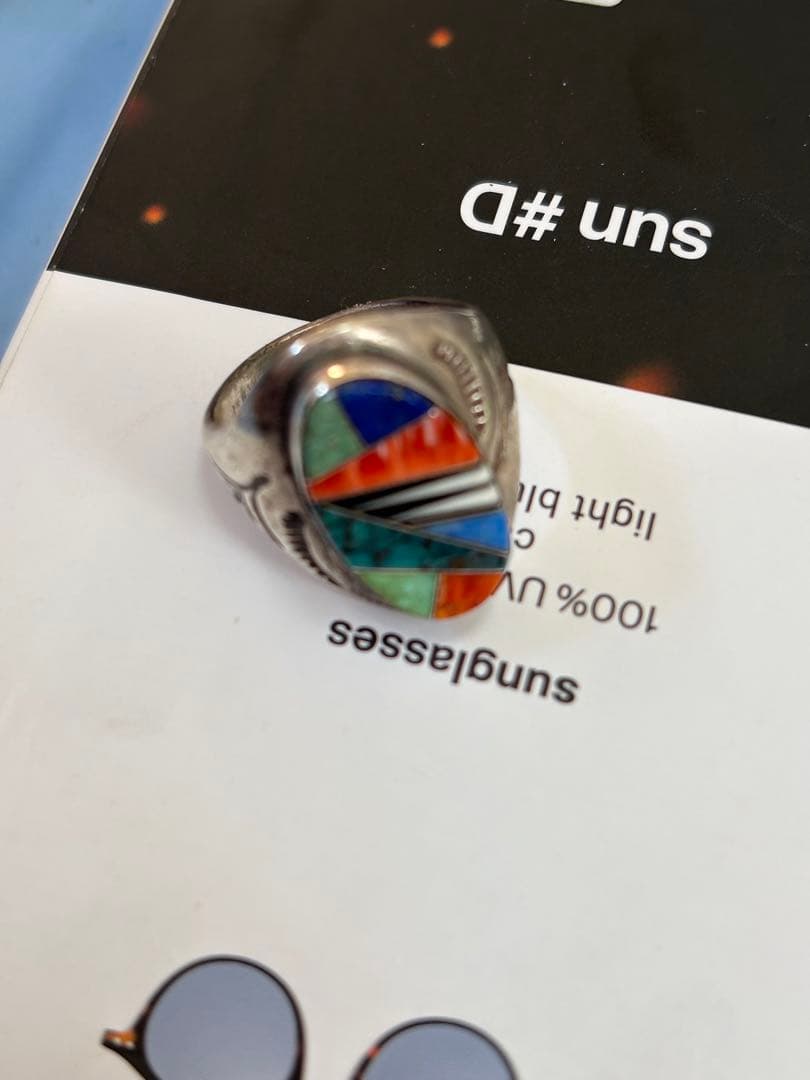 も*ょ様 値下げ！NAVAJO TL刻印 マルチカラーインレイリング