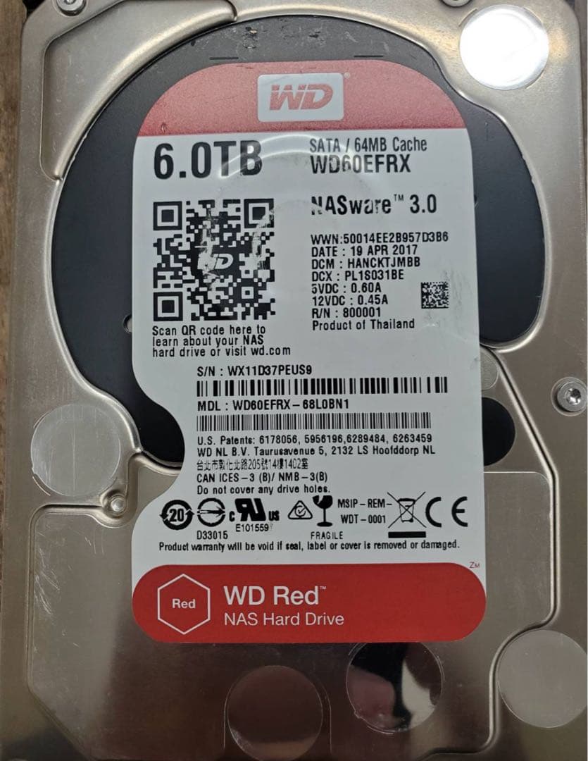 WD Red 6TB NASハードドライブ WD60EFRX