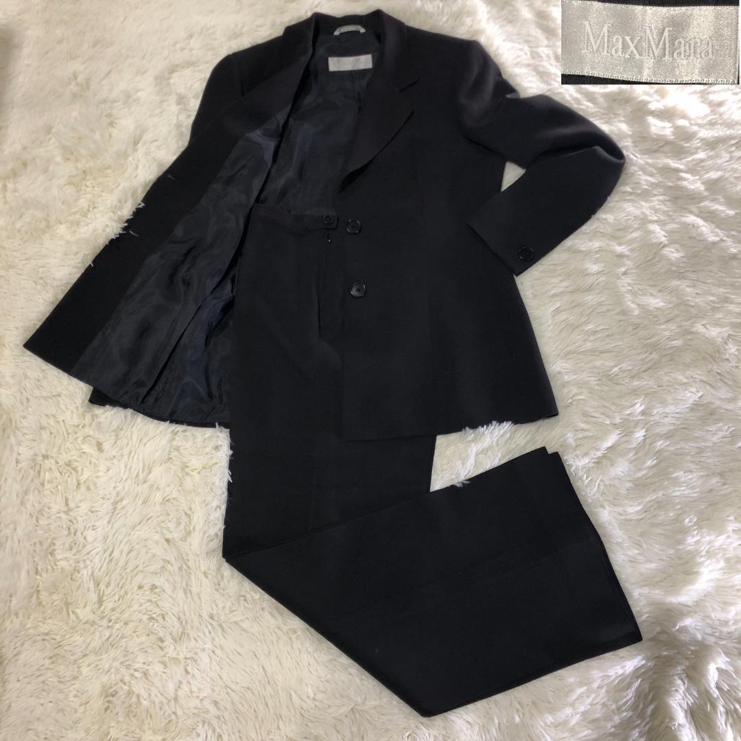 美品マックスマーラ MaxMara 銀タグパンツスーツ ブラックシングル