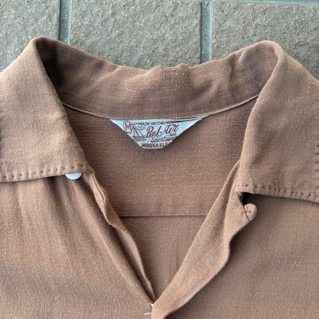 50s 開襟レーヨンシャツ “ハンドステッチ” 15-15 1/2 - メルカリ