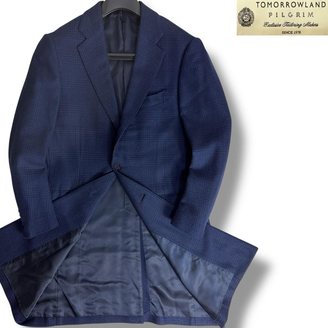 J5033美品トゥモローランドピルグリムカシミヤ混グレンプレイド