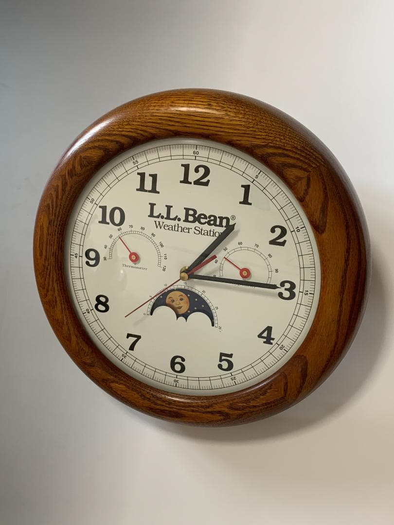 31 LLBean エルエルビーン 掛け時計 ムーンフェイズ 湿度計 木製枠