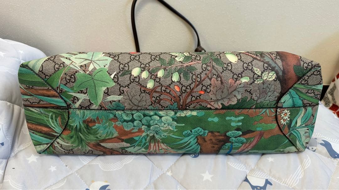 GUCCI グッチ ティアン GGスプリーム トートバッグ 鳥 総柄 ベージュ
