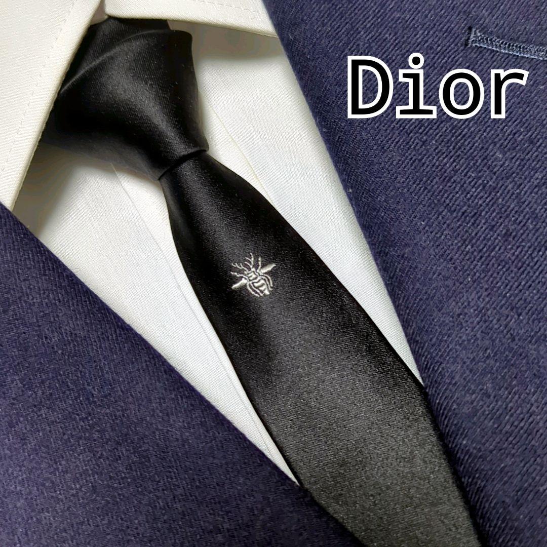 ディオールオム ネクタイ ナロータイ ビー 無地 ワンポイント ハイ