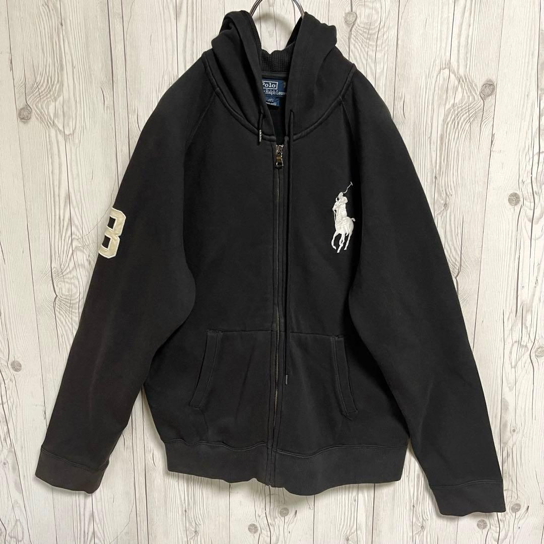 Polo ポロラルフローレン ジップアップフーディ―スウェットパーカー 黒