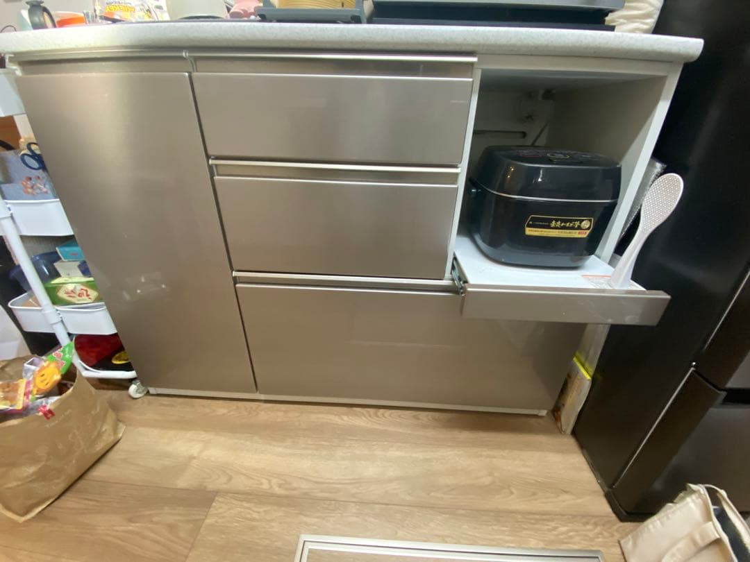 引越し前特価】キッチンカップボード炊飯器引き出し付き