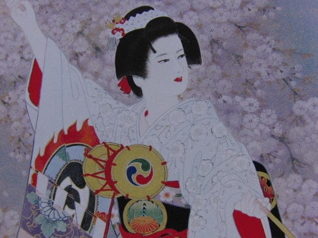宮下壽紀、【羯鼓の舞】、希少な額装用画集より、新品額装付、状態良好