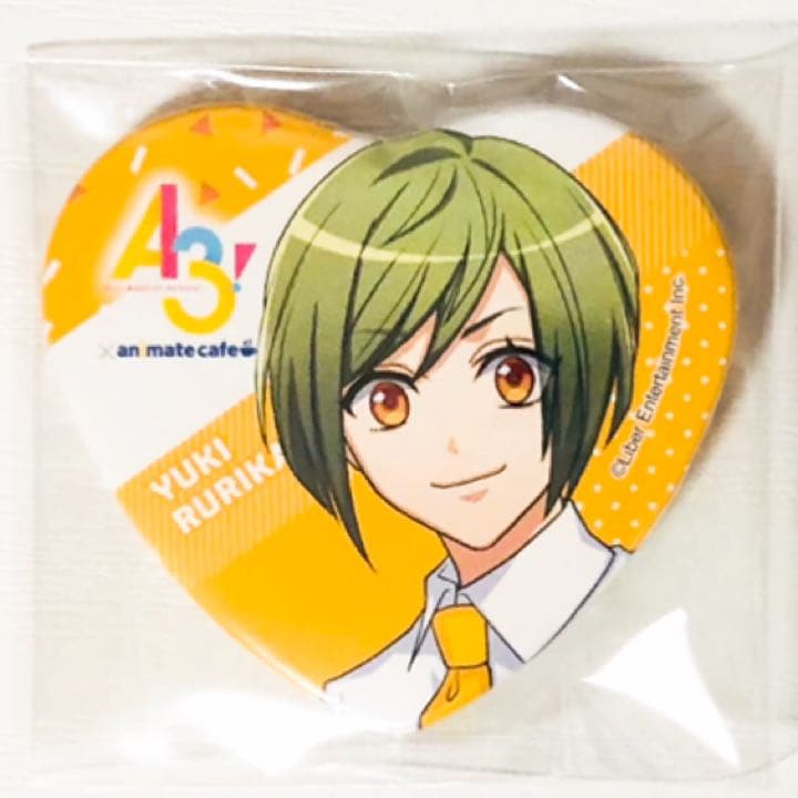 新品☆A3！☆夏組【瑠璃川幸】アニカフェ☆等身☆ハート型缶バッジ☆10