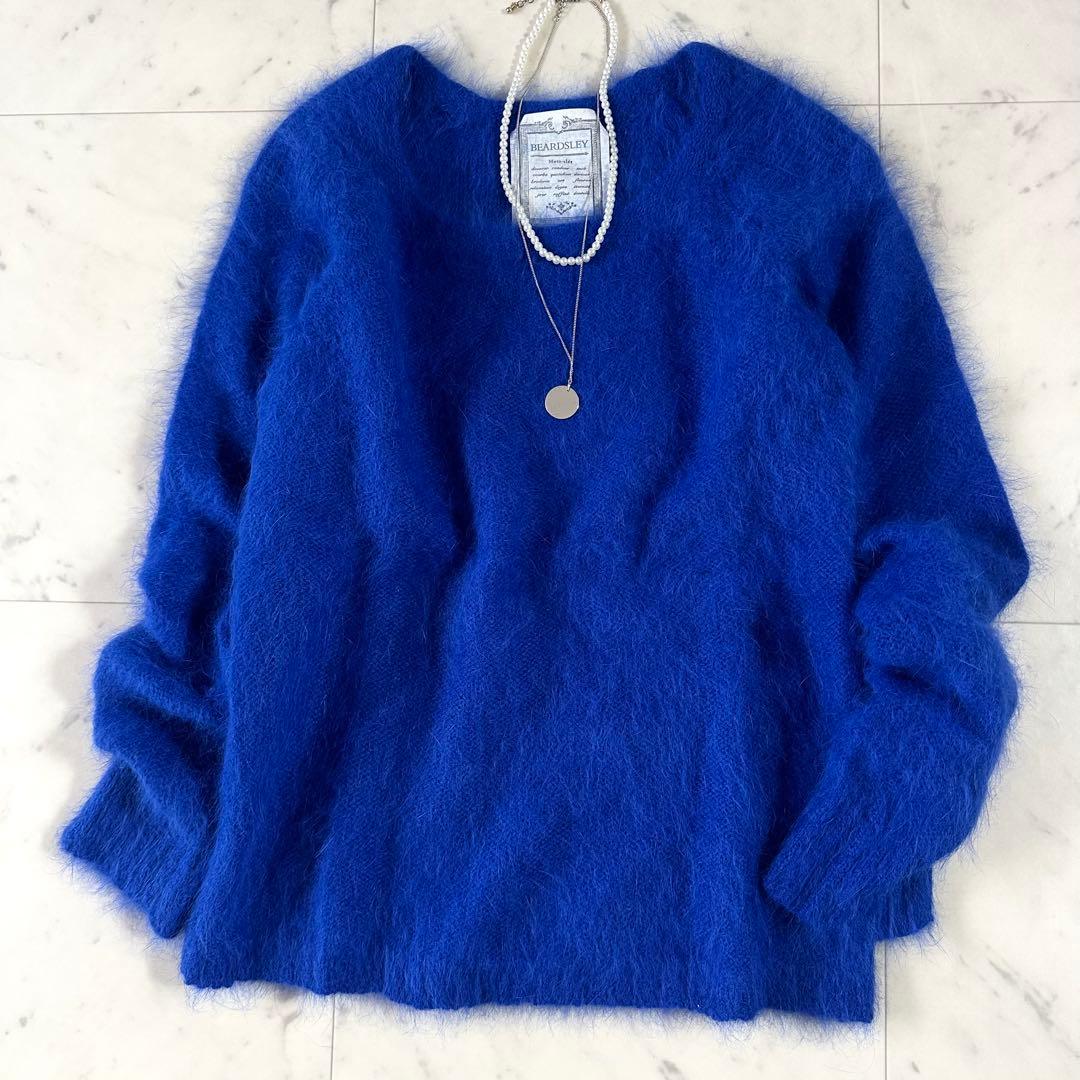 極美品♪ビアズリー ふわふわ アンゴラファーニット クルーネック ブルー系 ファーニットポンチョ | BEARDSLEY(ビアズリー)レディース | PAL