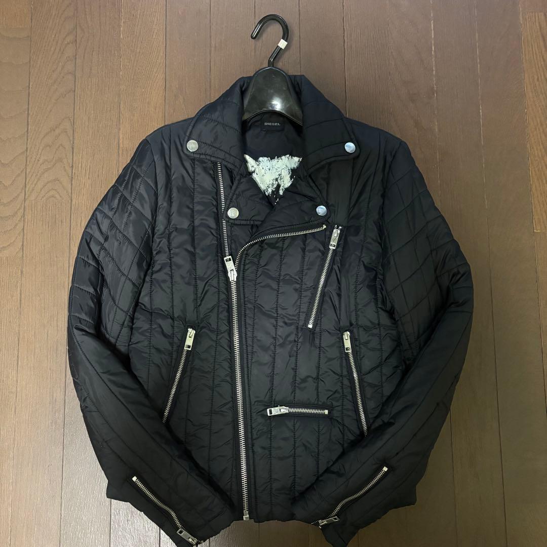 良品】ディーゼル DIESEL ブラック ダウンジャケット ライダース