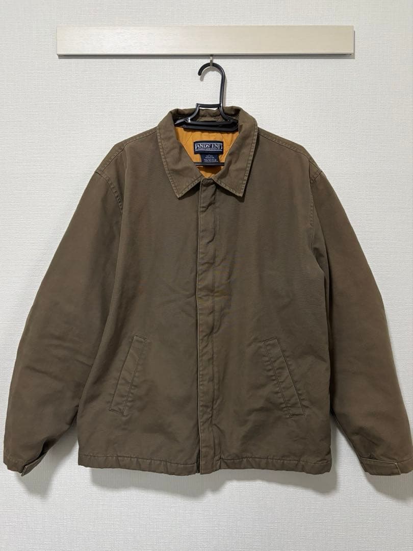 希少】90s ランズエンド 短丈 中綿 コットンダック ドリズラー