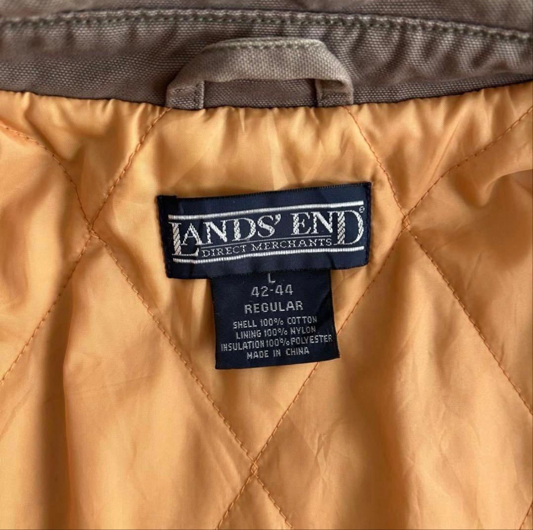 希少】90s ランズエンド 短丈 中綿 コットンダック ドリズラー