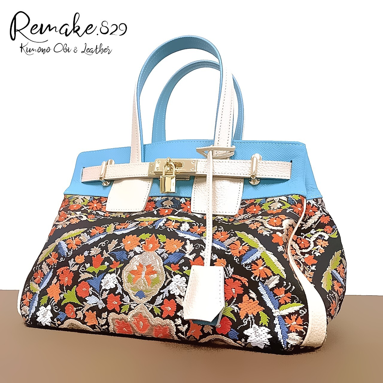 SOLD OUT◇30サイズ#1◇着物帯と本革のリメイクバッグ◇remake.829