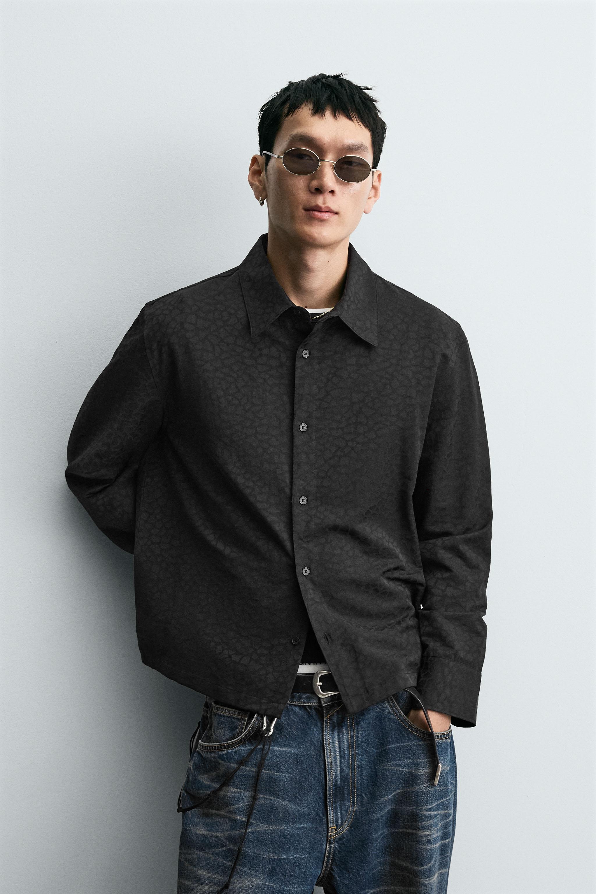 GEOMETRIC JACQUARD SHIRT - Black | ZARA United States