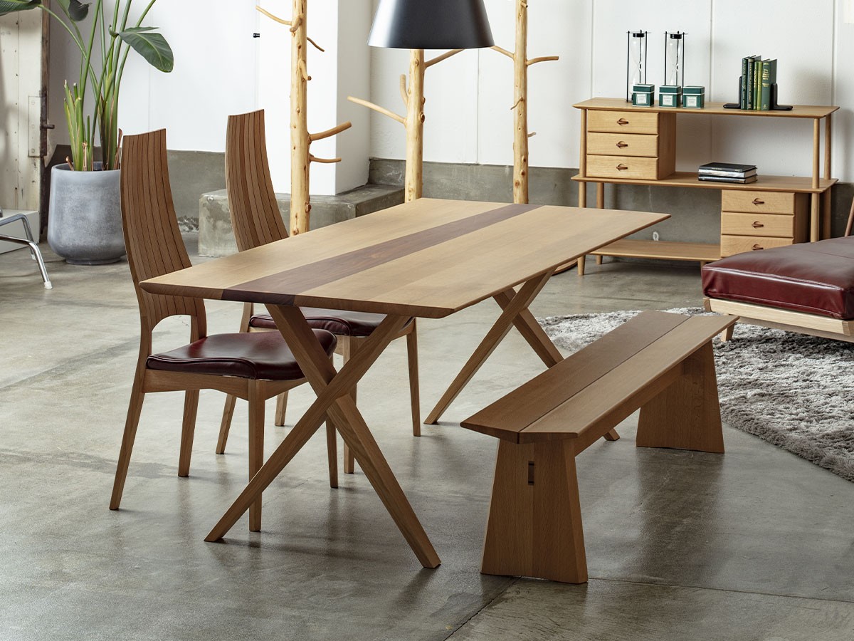 日進木工 CARVE X-leg Table / にっしんもっこう カーヴ X脚テーブル