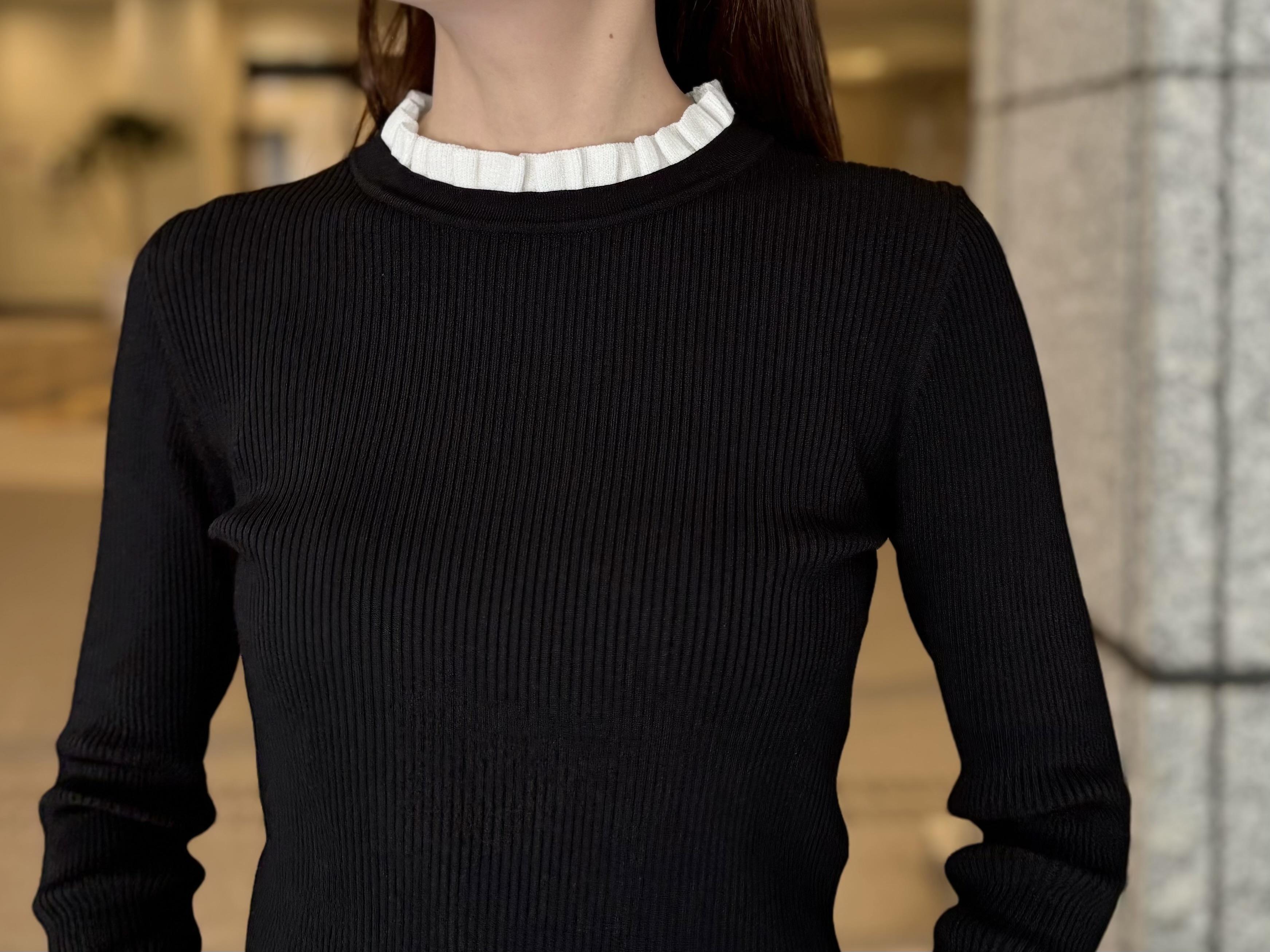 先週の人気アイテム＜バイカラーフリルデザインリブニットプルオーバー