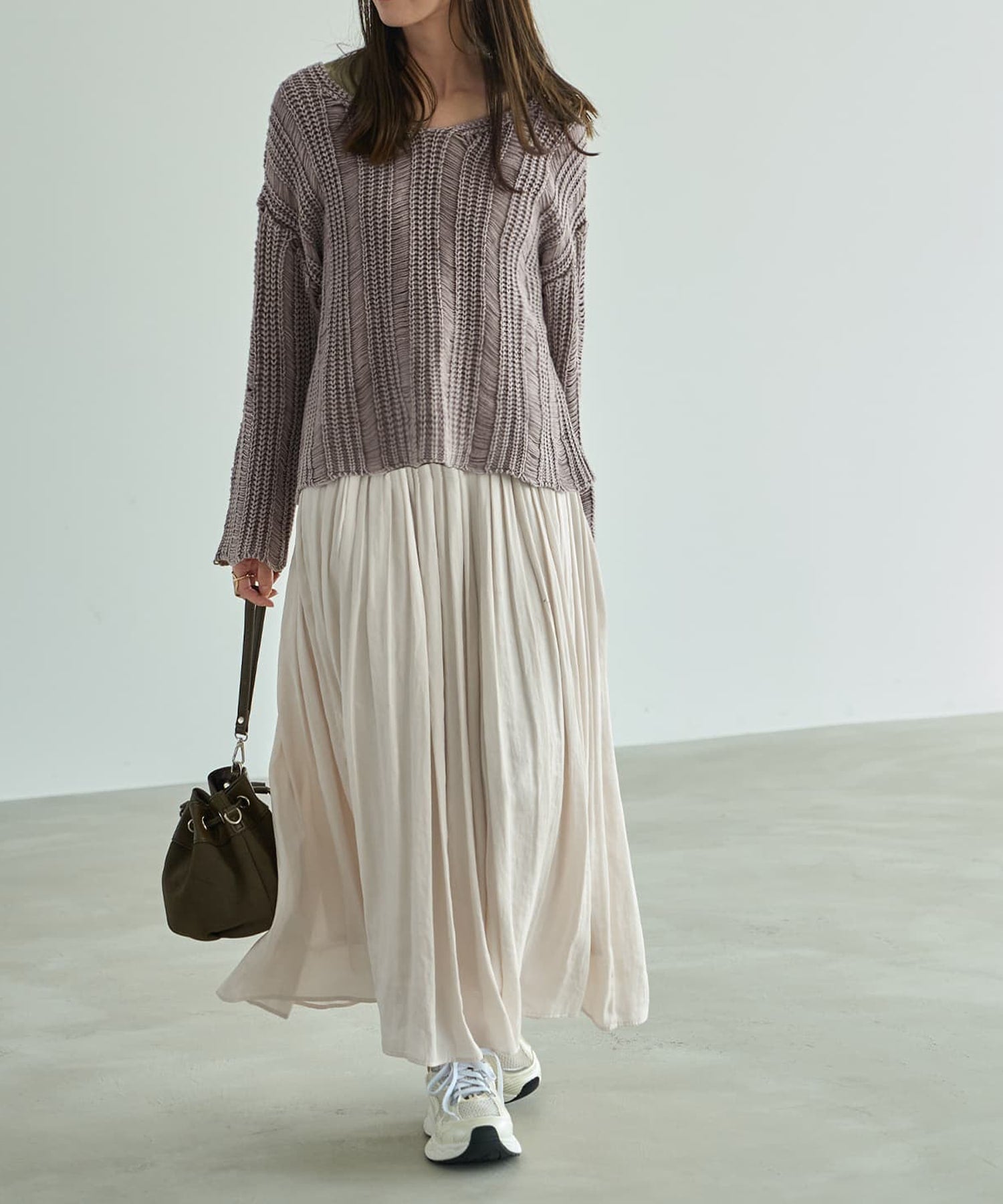 Made in JAPAN】ロングレングスV.サテンギャザースカート | おしゃれな