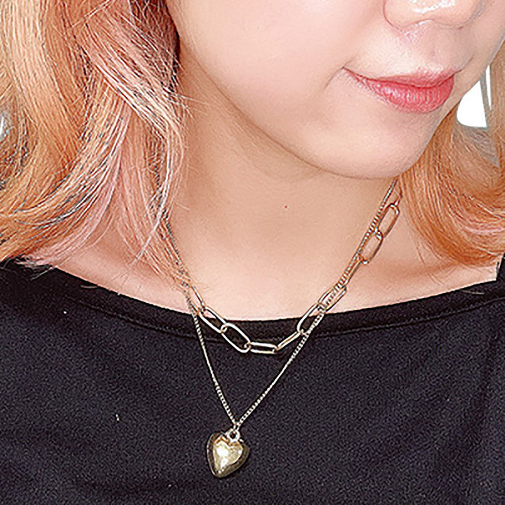 ゴールドカラー／ハート＆太めチェーンの2連ネックレス – SUNHOSEKI