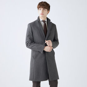 BL】ウールチェスターコート/グレー×ソリッド/NEW ZEALAND WOOL