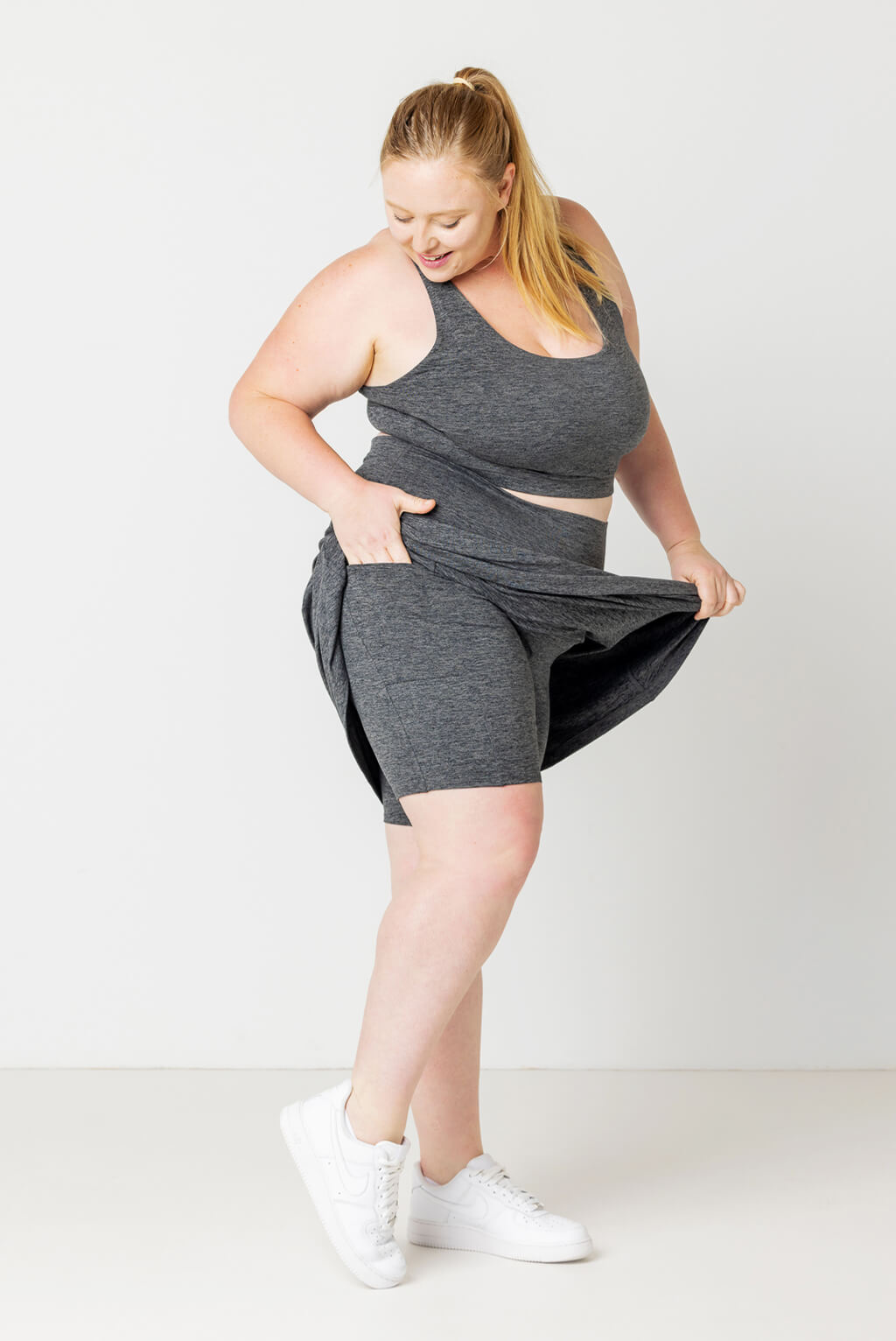 Plus Size SuperSoft Skort - Heather Gray | Superfit Hero